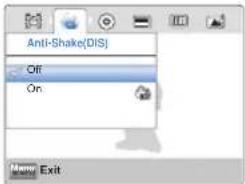 Anti-Shake(Dis) Off On Menu Exit