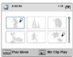 0:00:55 1/18 Menu Play Mode My Clip Play