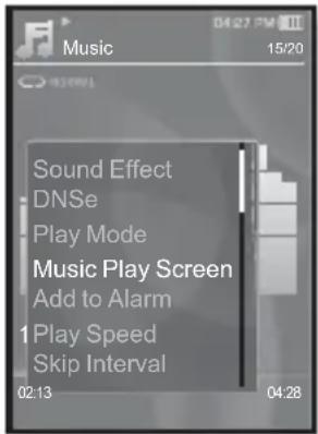 Music 15/20 Sound Effect DNSe Play Mode Music Play Screen Add to Alarm 1Play Speed Skip Interval 02:13 04:28