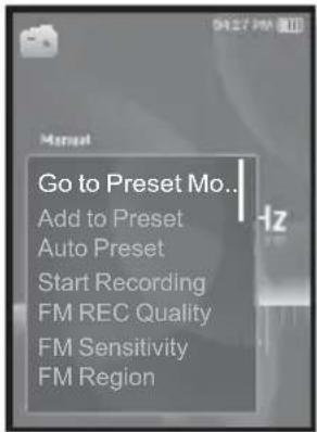 SAMSUNG YP-S3JQB - Sådan skiftes til forudindstillingstilstand - 1