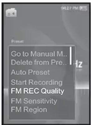 SAMSUNG YP-S3JQB - Sådan indstiller du FM-optagekvaliteten - 1
