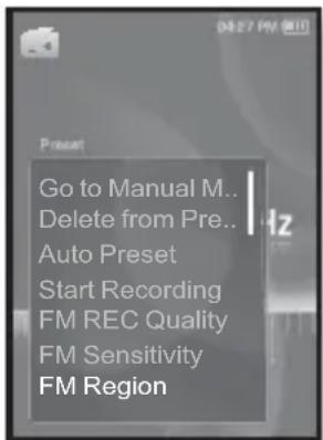 SAMSUNG YP-S3JQB - Sådan indstilles FM-følsomhed - 1