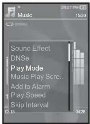 Music 15/20 Sound Effect DNSe Play Mode Music Play Scre.. Add to Alarm Play Speed Skip Interval 02:13 04:28