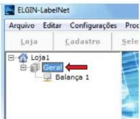 ELGIN-LabelNet Arquivo Editar Configurações Proc Loja Cadastro Sele Loja1 Geral Balança 1