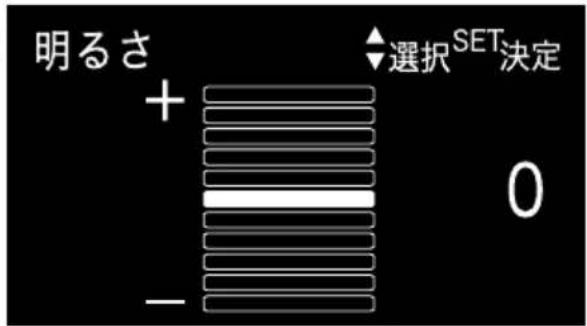 明るさ + - 選択 SET決定 0
