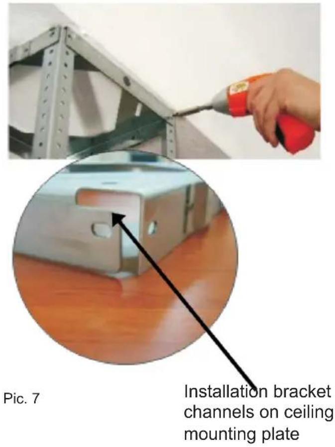Pic. 7 Installation bracket channels on ceiling mounting plate