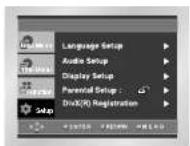 SAMSUNG DVD-P245 - Bruk av Setup Menu - 1