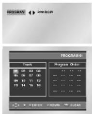 PROGRAM RANDOM PROGRAM01 Track Progress Order 00 02 03 04 05 06 07 08 09 10 11 12 13 14 15 16 退出 RETURN CLEAR