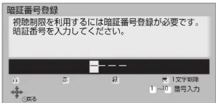暗証番号登録 視聴制限を利用するには暗証番号登録が必要です。 暗証番号を入力してください。