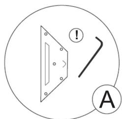 Diagram with geometric shapes and symbols including a triangle, an exclamation mark, and a letter A inside a circle.
