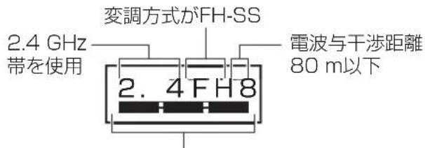2.4 GHz 帯を使用 変調方式がFH-SS 電波与干渉距離 80 m以下 2. 4 F H 8