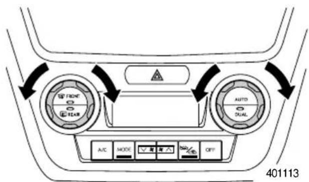 FRONT E E AUTO DUAL A/C MODE ✓ 青 ☑ 有 √ OFF 401113