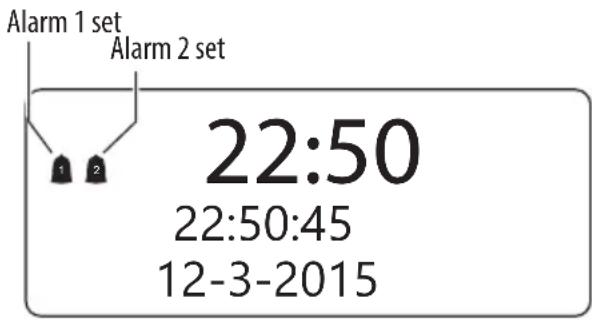 Alarm 1 set Alarm 2 set 22:50 22:50:45 12-3-2015