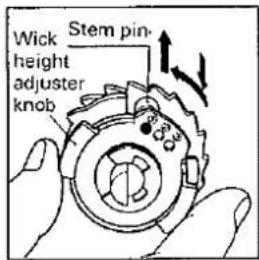 Wick height adjuster knob Stem pin