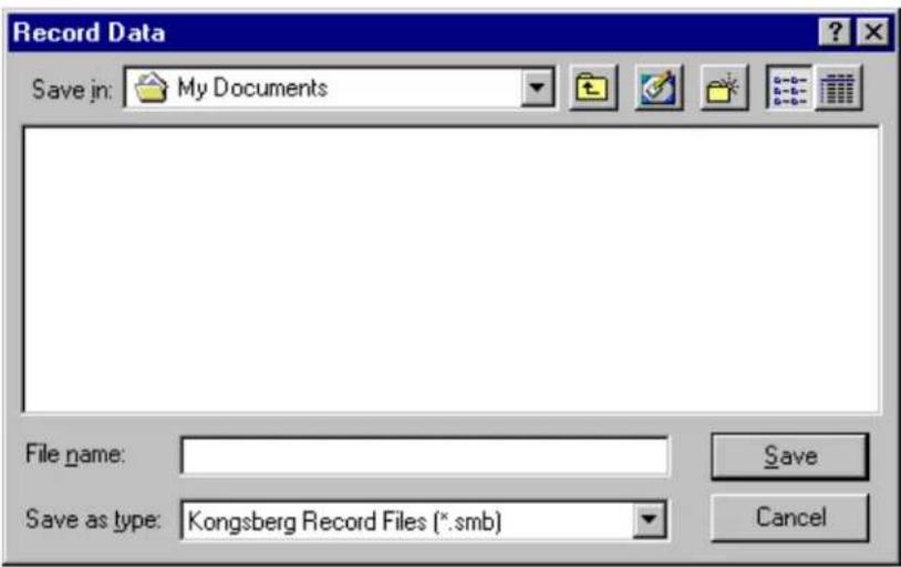 Record Data Save jn: My Documents File name: Save as type: Kongsberg Record Files (*.smb) Save Cancel