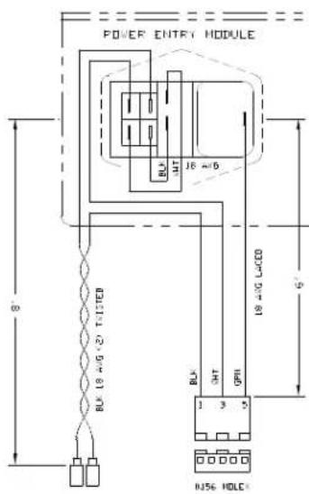 POWER ENTRY MODULE BLU 18 A/G +2 T-TITED BLU 3 GPH 1 3 5 18 A/G LUCED BLU RJ56 HOLE