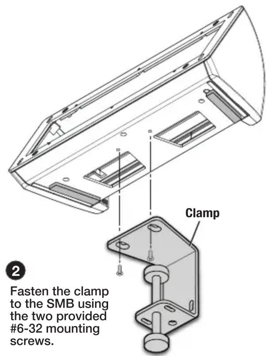 2 Fasten the clamp to the SMB using the two provided #6-32 mounting screws. Clamp