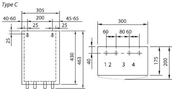 Type C 305 40-60 200 45-65 25 25 25 430 463 300 60 80 60 40 1 2 3 4 175 200