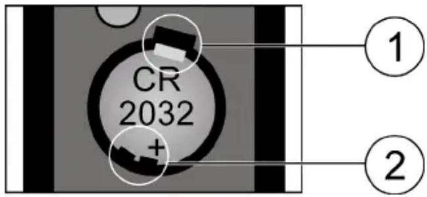 CR 2032 + ① ②