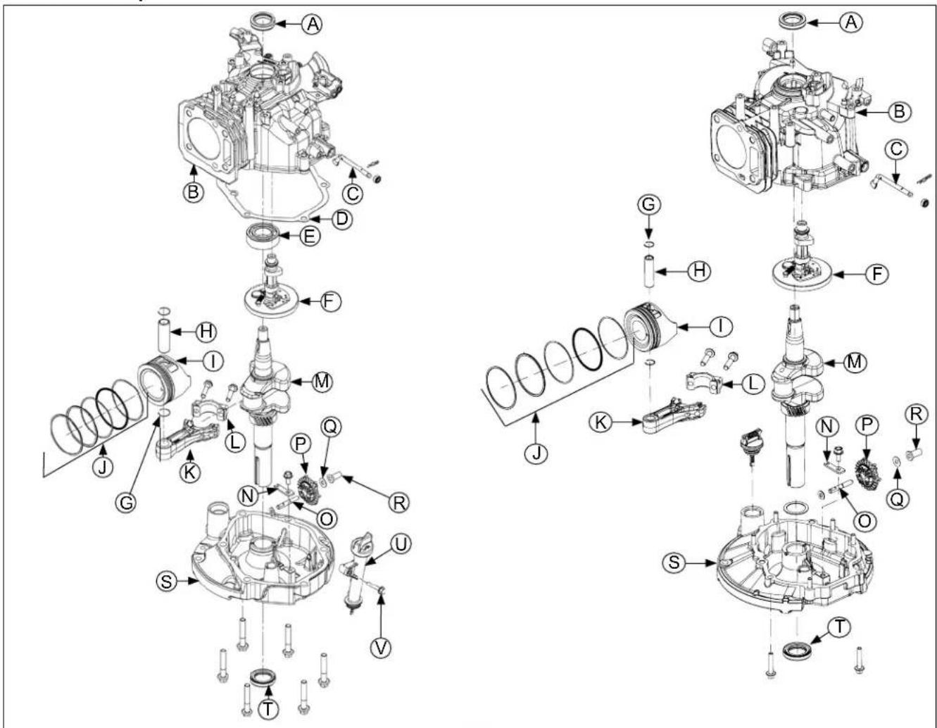 Technical diagram of mechanical assembly with labeled parts for engine, gear, and transmission system components