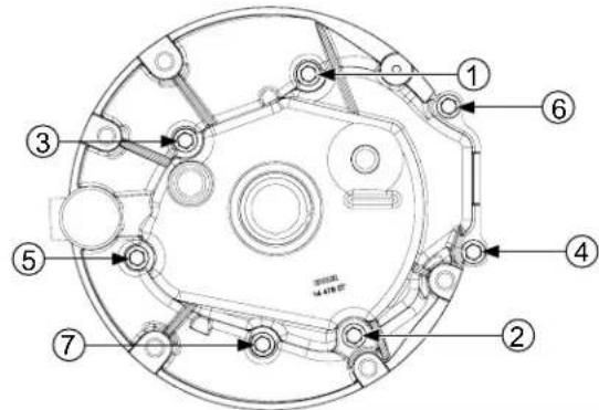 Technical diagram of a mechanical component with numbered parts labeled 1 through 7