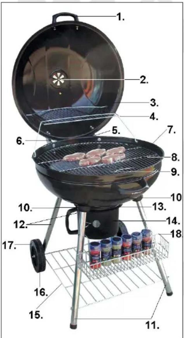 Custer BBQ 86952 - Kuglegrillens dele - 1