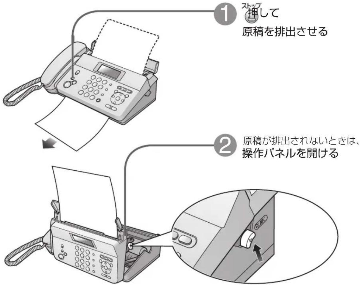 1 押して 原稿を排出させる 2 原稿が排出されないときは、 操作パネルを開ける