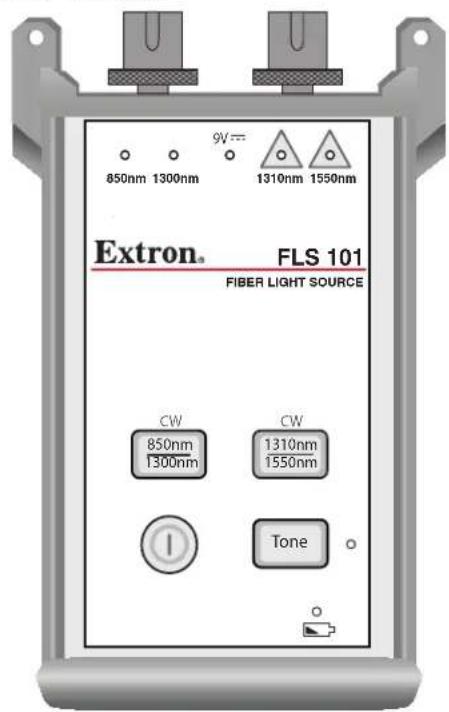 9V--- 850nm 1300nm 1310nm 1550nm Extron. FLS 101 FIBER LIGHT SOURCE CW 850nm 1300nm CW 1310nm 1550nm Tone