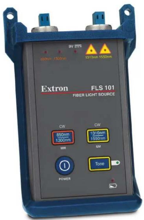 9V 250nm 1300nm 1310nm 1650nm Extron FLS 101 FIBER LIGHT SOURCE CW CW 850nm 1310nm 1300nm 1550nm MN SM POWER Tone