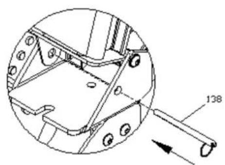 Technical line drawing of a mechanical component with circular cross-section and labeled part (138), no readable text or symbols beyond the label.