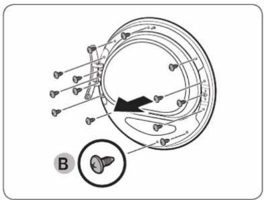 Technical diagram showing a mechanical assembly with labeled components and a magnified inset of a screw detail.