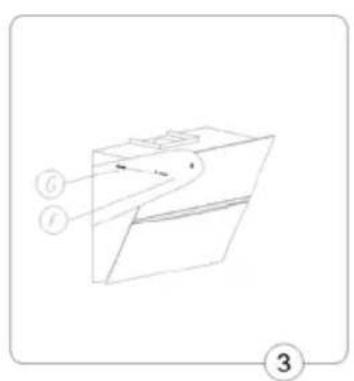 Diagram of a 3D object with labeled parts and directional arrows, marked with numbers ①, ②, and ③.