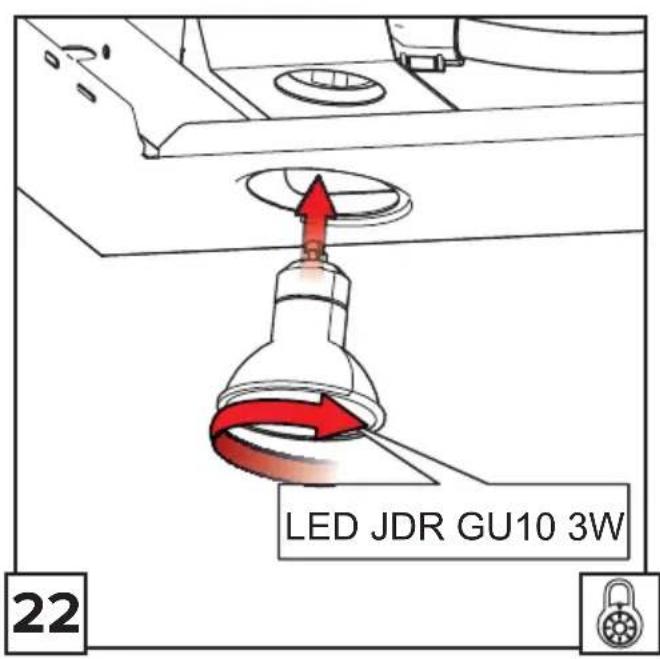 LED JDR GU10 3W 22