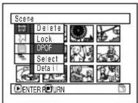 Scene Delete Lock DPOF Select Detail ENTER RETURN