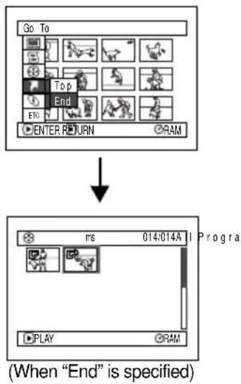 Go To Top End ETC ENTER RETURN RAM ↓ 8 ms 014:014A I Progra PLAY RAM (When "End" is specified)