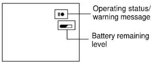 Operating status/ warning message Battery remaining level