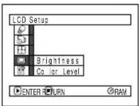 LCD Setup Brightness Color Level ENTER RETURN RAW
