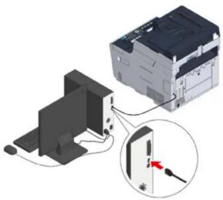 OKI MC563 - Tilslutning af et USB-kabel - 5