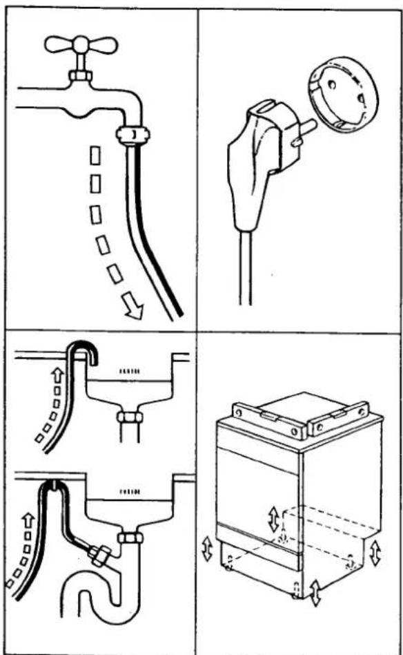 Technical diagram showing four different pipe installation methods with labeled components and directional arrows