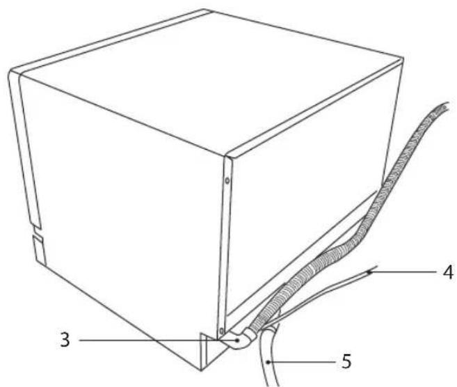 Technical diagram of a mechanical component with labeled parts 3, 4, and 5