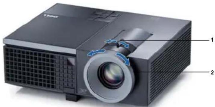 DELL 4310WX - Justering af projektor-zoom og fokus - 2