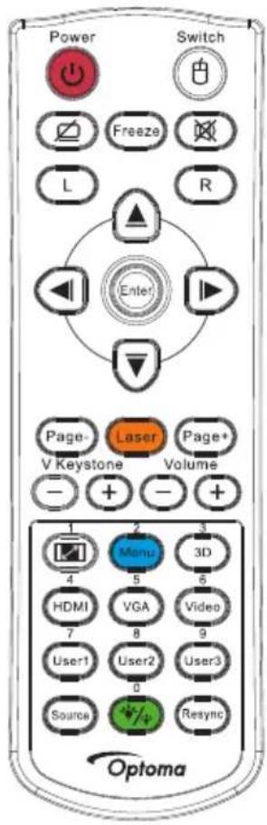 OPTOMA W460 - Betjeningsknapper - 1