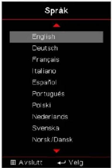 Språk English Deutsch Français Italiano Español Português Polski Nederlands Svenska Norsk/Dansk Avslutt ← Velg