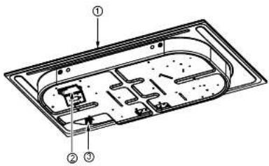 Technical diagram of a device casing with numbered components and internal layout