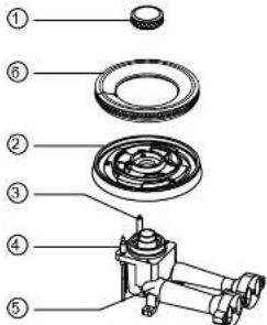 Exploded view diagram of a mechanical assembly with numbered parts for identification