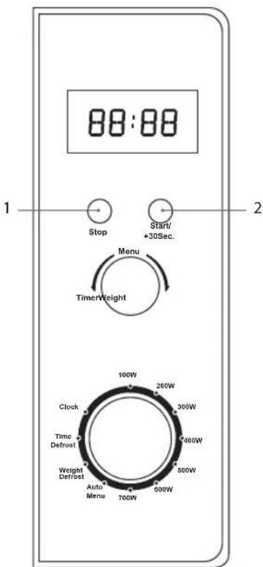 88:88 Stop Start/ +30Sec. Menu TimerWeight 100W 200W Clock Time Defrost Weight Defrost Auto Menu 700W 600W 500W 400W 300W 200W 100W 200W 100W 200W 100W 200W 100W