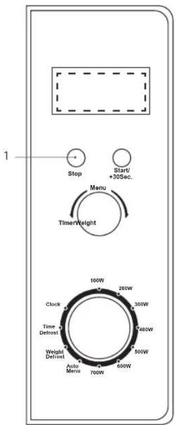 Stop Start/ +30Sec. Menu TimerWeight 100W 200W Clock 300W Time Defrost 400W Weight Defrost 500W Auto Menu 700W 600W