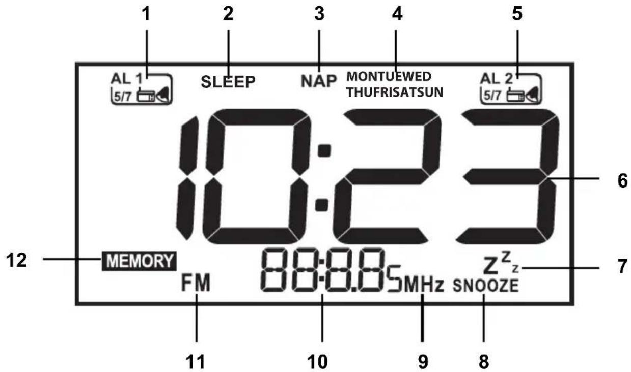 1 AL 1 5/7 SLEEP NAP MONTUEWED THUFRISATSUN AL 2 5/7 10:23 6 MEMORY FM 88:885MHz SNOOZE Zz 7 12 11 10 9 8
