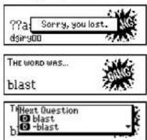 ??a Sorry, you lost. dsir-00 THE WORD WAS... blast T Next Question ① blast ② -blast