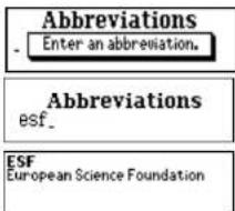 Abbreviations - Enter an abbreviation. Abbreviations esf_ ESF European Science Foundation